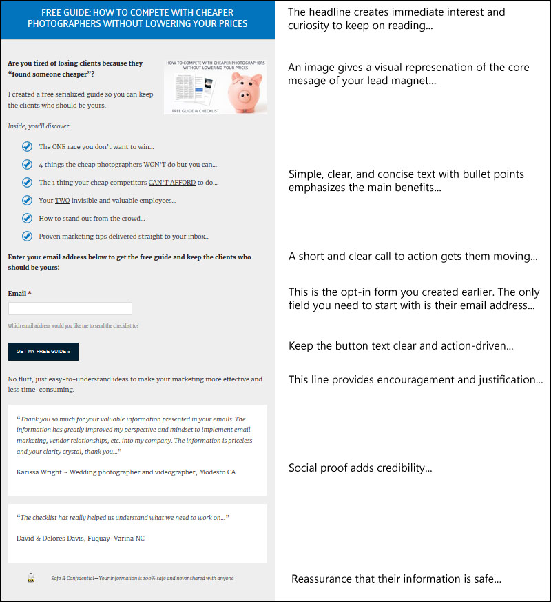 A typical landing page structure...